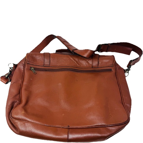 VTG‎ EDDIE BAUER Messenger Bag COWHIDE Brown Leather LAPTOP Briefcase Attache - Picture 3 of 11